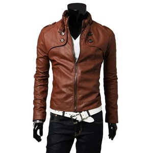Veste en cuir pour hommes de conception OEM personnalisée de couleur unie nouveau style streetwear grande taille avec quantité minimale de commande bas - Product Image 1