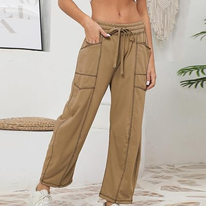 Women Oversized Cargo Pants Wide Leg Sweatpants High Waist <b>Drawstring</b> Casual Streetwear Loose Fit Joggers - Product Image 4