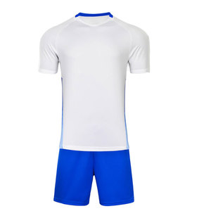 Conjunto de Camiseta y Pantalones Cortos de Fútbol para Hombre, Color Blanco y Azul, Cuello Redondo, Manga Corta, Poliéster que Absorbe la Humedad, Uniforme para Todas las Temporadas - Product Image 1