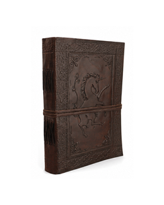 Carnet en cuir céleste – Couverture gravée Licorne, Étoiles et Lune, Journal artisanal antique avec papier à bords festonnés - Product Image 5