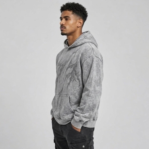Sudaderas con capucha para hombre con estampado acid wash que combinan efectos vintage lavados, diseños llamativos, tela premium y un estilo streetwear cómodo. - Product Image 2