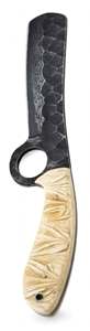 Cuchillo de cocina negro forjado a mano con orificio de seguridad para el dedo y mango tallado en crema para cortar carne - Product Image 5