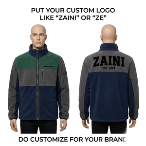 Custom 240gsm Anti Pill Polar Fleece Waterproof <b>Reflective</b> Men's <b>Running</b> <b>Jacket</b> Contrast Panel Zip Custom Embroidery ODM - Product Image 1