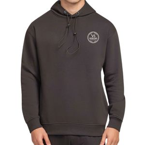 Sudadera con Capucha para Hombre, Corte Regular, Tela de Forro Polar Negra, Parche de Goma con Estampado Frontal en el Pecho, Ropa Casual Urbana, OEM ODM - Product Image 5