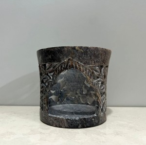 Hand Carved Marble Candle Holder | Dark Stone Tealight Holder | Decorative Handmade Candle Stand | Home Décor Lantern - Product Image 5