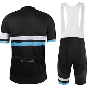 Ensemble de maillot de cyclisme pour homme, noir, blanc, bleu rayé, manches courtes, respirant, kit de sport - Product Image 2