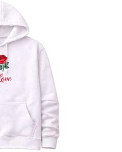 Conjunto de Sudadera con Capucha y Pantalones Deportivos Rosa con Estampado de Rosas Blancas para Mujer, Sudadera de Felpa con Pantalones a Juego, Atuendo Casual de Invierno - Product Image 4