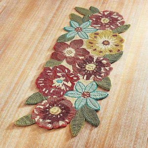 Chemin de table brodé floral avec perles de verre de haute qualité, tissé, pièce maîtresse décorative pour table à manger, décoration intérieure, fait main - Product Image 1