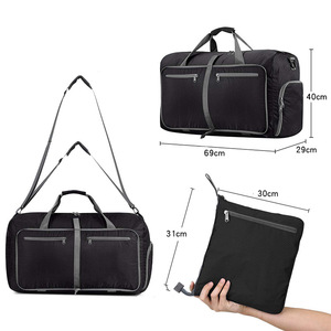 Custom Large Capacity <b>Navy</b> Blue Nylon Duffle <b>Bag</b> with Zipper Pockets and Soft Handles Fitness <b>Bags</b> - Product Image 4