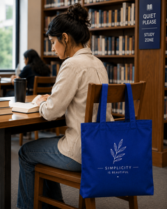La simplicité est belle, sac fourre-tout en toile personnalisé, bleu, design minimaliste, motif imprimé, sac de voyage et de shopping toutes saisons - Product Image 5
