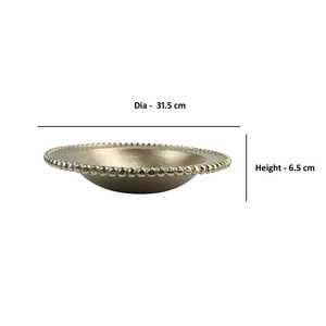 Bol en métal fait main, écologique et durable, 6,5 cm H x 31,5 cm D, bord perlé, design glamour poli, pour servir les aliments et une utilisation décorative - Product Image 4