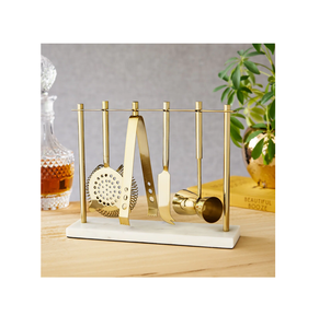 Juego de herramientas profesionales para bar, de latón dorado brillante, con abridor de botellas y base de mármol, a buen precio. - Product Image 4