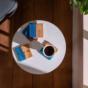 Alfombrillas y Posavasos Modernos Cuadrados Hechos a Mano de Resina y Madera para Decoración de Sala de Estar, Comedor y Cocina - Product Image 6