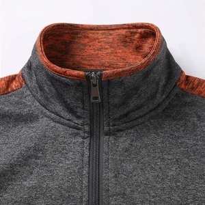 Survêtement gris et orange pour homme, fermeture éclair intégrale, col montant, vêtements de sport décontractés, respirant, polyester et coton, pour l'automne - Product Image 4