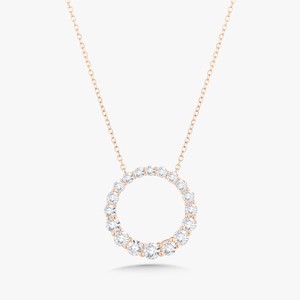 Colliers pendentifs cercle en or massif 14K avec diamants de laboratoire taille ronde pavé, bijoux de déclaration pour usage quotidien, chaînes superposées de 16 pouces - Product Image 5