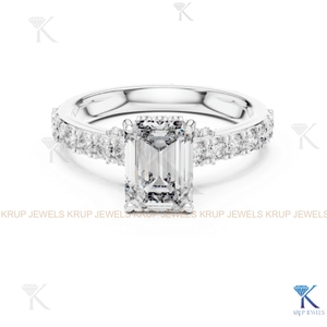 แหวนเพชรเม็ดเดี่ยวทรงหรูหราจาก KRUP JEWELS ได้รับการรับรองจาก IGI เพชรเพาะเลี้ยงในห้องปฏิบัติการ ประดับเพชรแบบเต็มเม็ด สำหรับงานหมั้นและวันครบรอบ ทองคำแท้ 14K ดีไซน์รัศมีล้อมเพชรแบบซ่อน พร้อมลายมิลเกรน - Product Image 6