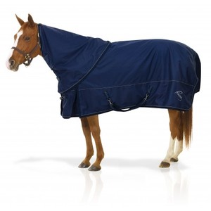 Waterproof Turnout Horse <b>Rug</b> <b>Navy</b> <b>Blue</b> Oxford Fabric Large Tail Flap 2 Leg Straps All Seasons Outdoor Use - Product Image 1