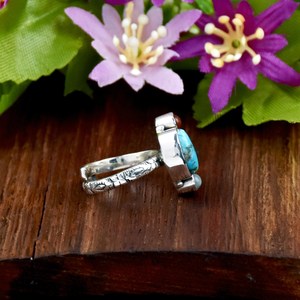 925 Sterling <b>Silver</b> Turquoise Carnelian <b>Stacking</b> <b>Ring</b> Handmade Boho Statement Gemstone Artisan Southwestern Fine Jewelry - Product Image 4
