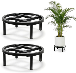 Support de plantes en métal noir pour intérieur et extérieur, support de pot de fleurs surélevé, support de présentation décoratif pour jardin - Product Image 1