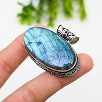 Pendentif en labradorite bleue, fait main, argent sterling, bijoux vintage bohème