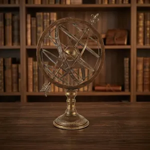 Esfera Armilar de Latón Antiguo, Globo Terráqueo Hecho a Mano, Decoración Art Deco para Mesa, Soporte de Pedestal Ornamentado, Decoración para el Hogar, Oficina, Sala de Estudio - Product Image 5