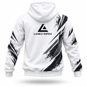 Sweat-shirts à capuche personnalisés avec impression intégrale blanche par sublimation pour hommes et femmes, qualité supérieure, vêtements streetwear - Product Image 3