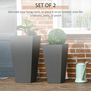 Set di 2 Vasi da Esterno in Ceramica Smaltata Grigia per Grandi Piante da Giardino - Product Image 4