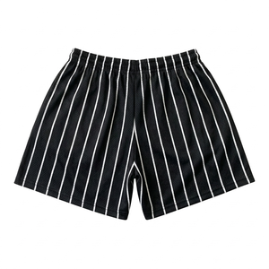 Shorts en maille rayés pour hommes, taille mi-haute, fermeture à cordon, respirants, style décontracté, 100% polyester - Product Image 2