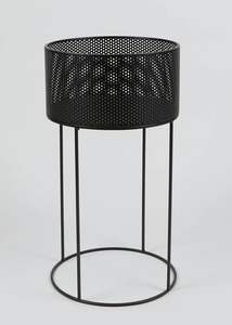 Jardinière sur pied noire avec support métallique fin noir pour les intérieurs modernes, les espaces de travail et la décoration hôtelière - Product Image 2