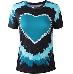 Camiseta Tie Dye de Manga Corta con Cuello Redondo, Estilo Casual y Holgado, 100% Algodón Orgánico, para Mujer, OEM - Product Image 1