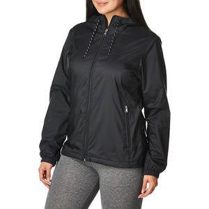 Factory Wholesale Women's Hooded Windbreaker <b>Jacket</b> Custom Women's Solid Black Color Breathable Outdoor Windbreaker <b>Jacket</b> - Product Image 3
