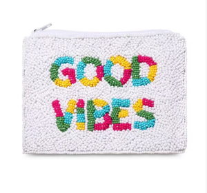 Minimalist Handmade Beaded Coin Bag for Parties & Gifting Good Vibes Beaded Coin Clutch Mini Purse <b>With</b> <b>Zip</b> Closure Mini <b>Pouch</b> - Product Image 1