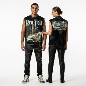 Camiseta sin Mangas de Color Liso, Estilo Desgastado por el Sol, 350 GSM, con Estampado Gráfico, Ropa Urbana, Informal, Veraniega, Moderna y Elegante - Product Image 2