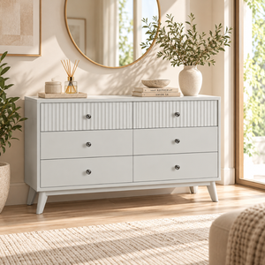 Cómoda de Madera de Pino EVEREST Collection con 6 Cajones, Dimensiones Personalizables Disponibles, Mueble de Almacenamiento para Dormitorio que Ahorra Espacio - Product Image 1