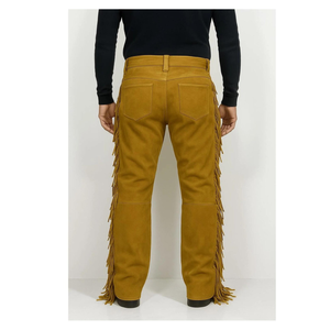 FAZMAX CORPORATION Pantalon Western Homme Marron Style Vintage Taille Haute Coupe Droite avec Poches et Braguette Boutonnée 100% Cuir de Vachette - Product Image 4