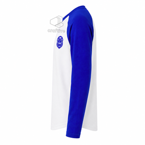 Zeta Phi Beta Sorority <b>Raglan</b> <b>T</b>-<b>Shirt</b> Women's Casual Blue White Contrast <b>Long</b> <b>Sleeve</b> <b>Shirt</b> Embroidered Crest Color Block Tee - Product Image 3