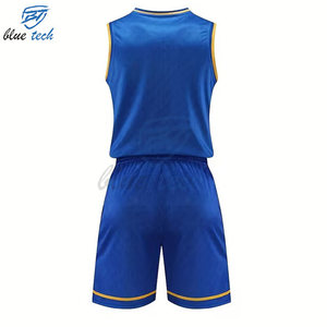 Ensemble d'uniformes de basketball d'été personnalisés pour hommes, sans manches, col rond, avec cordon de serrage, respirant, séchage rapide, grandes tailles, imprimé par sublimation OEM - Product Image 2