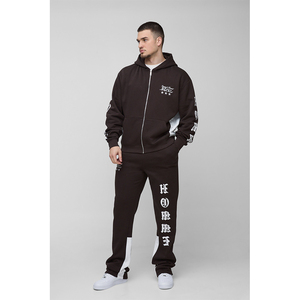 Conjunto Deportivo para Hombre, Pantalones Deportivos Anchos y Sudadera con Capucha, 100% Algodón, Impresión Serigrafiada - Product Image 1