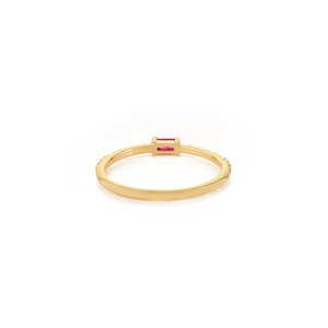 14K White Gold Men's Baguette Ruby & Diamond Pinky Ring - Product Image 6