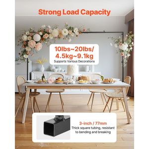 Supporti a barra per tavolo, regolabili da 13'-42" di altezza e 28'-98" di lunghezza, 2 pezzi, per arco da tavolo, arco per palloncini da matrimonio - Product Image 2