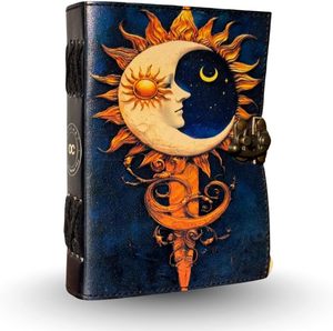 Diario de Cuero Vintage con Cierre Antiguo y Papel de Algodón Ecológico, Cuaderno Celestial para Escribir y Dibujar - Product Image 3