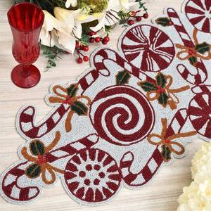 Handmade Embroidered Fabric Table <b>Runner</b> Customized Shape <b>Green</b> Leaf Design Luxury Eco-Friendly Durable 5mm Thickness Mat - Product Image 1