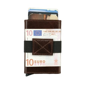 Portefeuilles unisexes en cuir pleine fleur Crazy Horse avec bouton poussoir métallique, porte-cartes en aluminium, portefeuille RFID, vente en gros, prix compétitif, Inde - Product Image 4