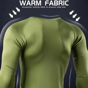 Light <b>Weight</b> Regular Fit Men Compression Shirts Workout Solid Color High Quality Long Sleeve Men's Slim Fit Compression T Shirt - Product Image 4