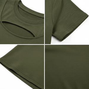 Camiseta de Moda Urbana para Mujer, de Secado Rápido, Polialgodón, Cuello Redondo, Manga Corta, Logotipo Personalizado, Servicio OEM - Product Image 4