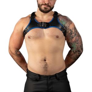 Arnés de Pecho de Cuero para Hombre Centurion 2.0, Azul, Correas Ajustables, Arnés Corporal de Cuero Premium para Club - Product Image 3