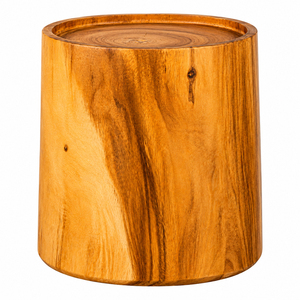 Table basse Monolith Drum Accent, finition miel, bois massif organique moderne, fabrication artisanale haut de gamme, non pliable, meubles de salon - Product Image 1
