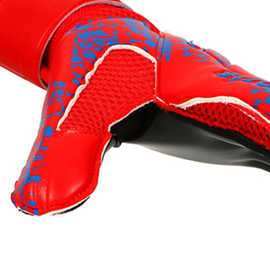 Gants de gardien de but de football avec logo personnalisé, doigts entièrement couverts, rouge, bleu, noir, PU, antidérapants, respirants, fermeture auto-agrippante, unisexe - Product Image 5