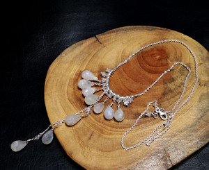 Natural <b>Rainbow</b> Moonstone Gemstone Beaded <b>Drop</b> Necklace 925 Sterling Silver Jewelry Gift December Birthstone Chain Bohemian - Product Image 4