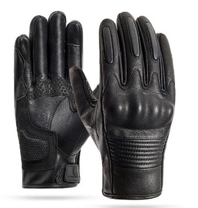 Gants de moto en cuir respirants à doigts entiers avec protection des articulations rigides, compatibles écran tactile et réfléchissants pour la conduite sur route - Product Image 6